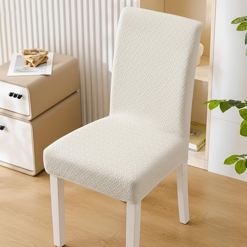 Capa Cadeira Jacquard - Branco Neve