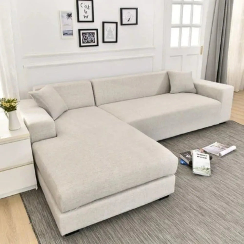 Capa de Sofá de Canto Spandex - Creme