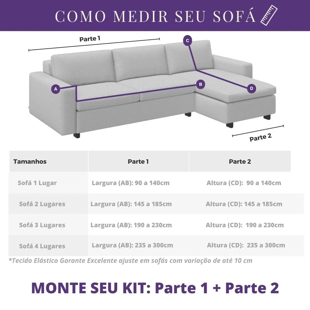 Capa de Sofá de Canto Spandex - Creme